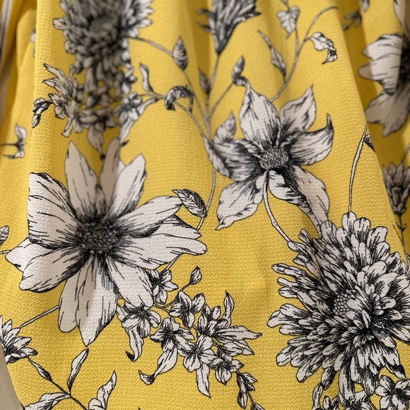 Anthropology Fig and Flower Blouse PS Yellow White Striped Floral Print Button - Picture 7 of 8